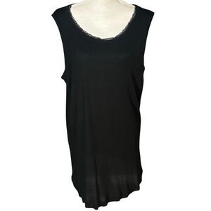 Ulla Popken Tank Top Shell Size 20/22 Black Sleevless Lace Minimalist  Neutral